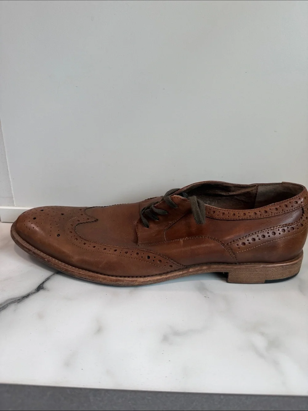 Rush by Gordon Rush men's brown leather wingtip brogue dress shoe size 11
